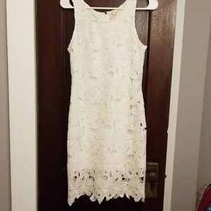 While linen flower dress